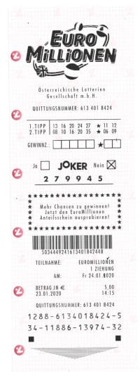 Zítřejší jackpot v loterii Euromillions
